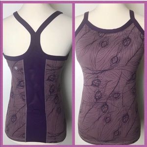 Lululemon Sz 6 Peacock Print Racerback Tank Top